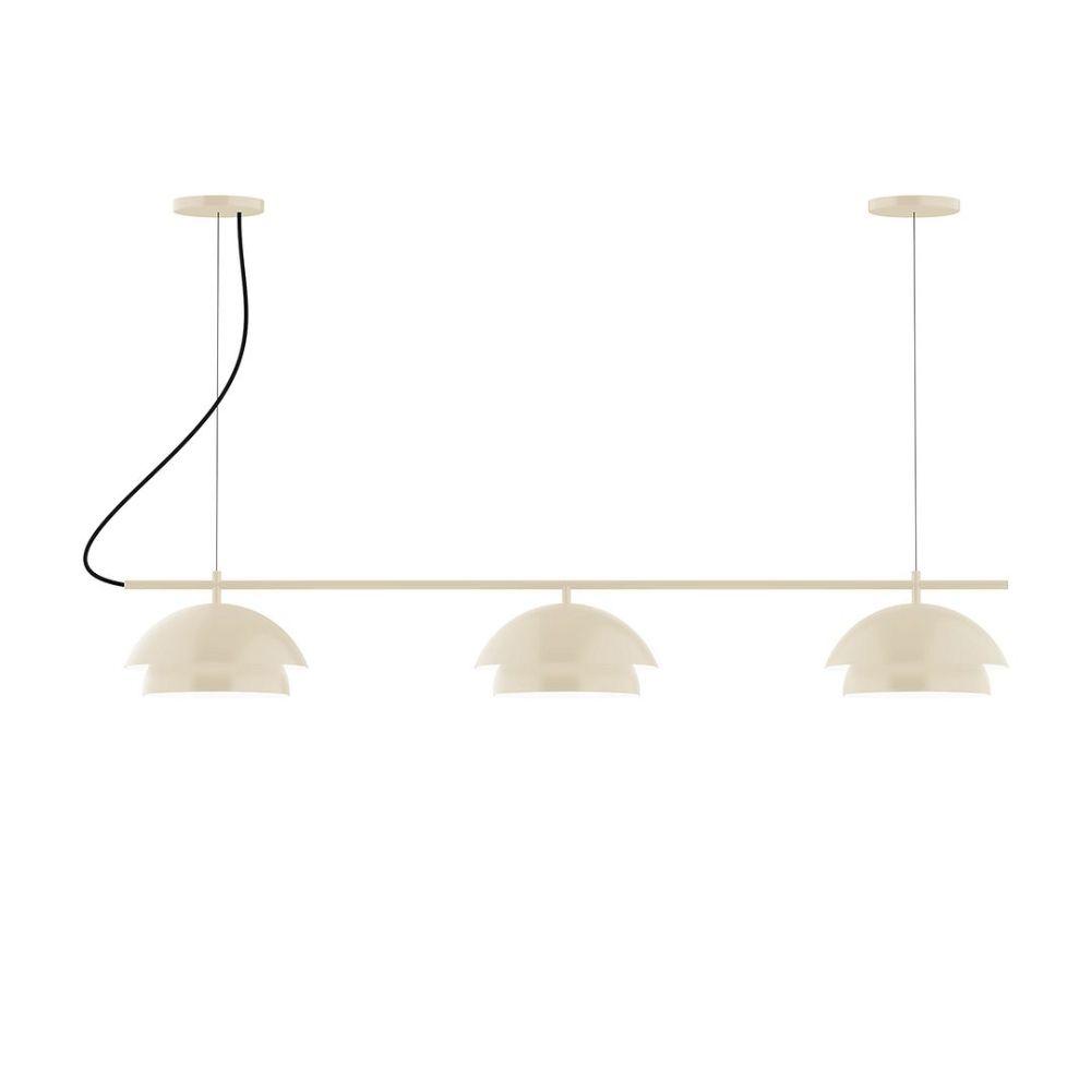 Montclair Lightworks CHAX445-16 3-Light Linear Axis Chandelier Cream Finish